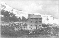 Die Rostocker Hütte kurz nach der Errichtung auf einer aus dem Jahr 1912 stammenden Aufnahme